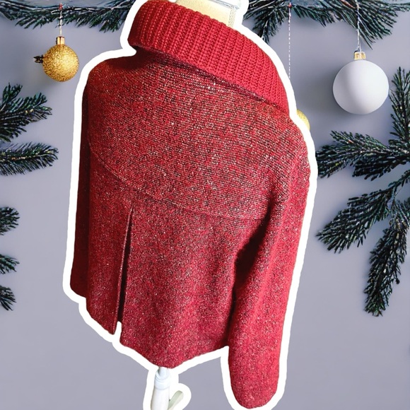 Akris Punto RARE Red Wool & Mohair-Blend Button-Up Coat with Cashmere Knit Trim - Picture 15 of 16